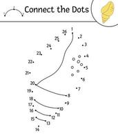 actividad vectorial punto a punto con linda concha marina. conecta el juego de puntos. dibujo lineal de conchas marinas. divertida página para colorear de verano para niños. vector