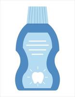 botella con icono de enjuague bucal aislado sobre fondo blanco. herramienta de cuidado dental vectorial. elemento para la limpieza de los dientes. ilustración de equipo de odontología. líquido de enjuague del dentista vector