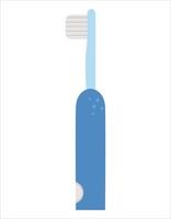 Electric toothbrush icon isolated on white background. Vector tooth care tool. Element for cleaning teeth. Dentistry equipment illustration. Blue tooth brush with toothpaste