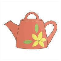 Teapot icon. Bright teapot vector illustration. Colored kettle isolated on white background. Doodle style kitchen equipment