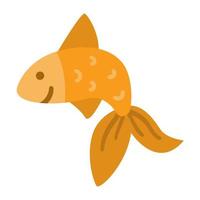 Vector goldfish. Funny orange fish icon. Cute sea or ocean animal illustration for kids isolated on white background.