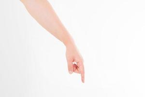 male hand isolated on white background, helping hand.Human sights. Copy space photo