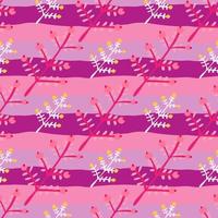Hand drawn a sprig with berries seamless pattern. Branch with leaves and berry wallpaper. vector
