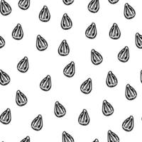 Seamless pattern engraved seeds. Vintage background plants kernels in hand drawn style. Botanical sketch. vector