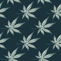 hojas de cannabis grabadas de patrones sin fisuras. fondo retro botánico con hoja de marihuana en estilo dibujado a mano. vector