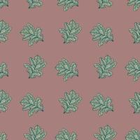 Leaves oak engraved seamless pattern. Retro background botanical with forest foliage in hand drawn style. vector