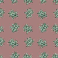 Leaves oak engraved seamless pattern. Retro background botanical with forest foliage in hand drawn style. vector