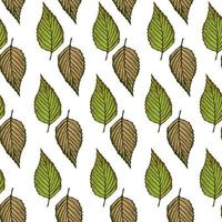 Seamless pattern engraved tree leaves. Vintage background botanical with foliage in hand drawn style. vector