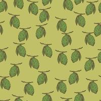 Seamless pattern lemon on branch with leaves engraving. Vintage background of citrus fruits in hand drawn style. vector