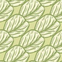 Seamless pattern engraved tree leaves. Vintage background botanical with foliage in hand drawn style. vector