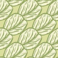 Seamless pattern engraved tree leaves. Vintage background botanical with foliage in hand drawn style. vector