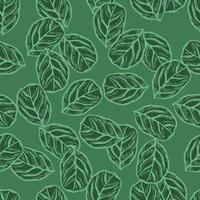 Seamless pattern engraved tree leaves. Vintage background botanical with foliage in hand drawn style. vector