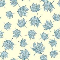 Leaves maple canadian engraved seamless pattern. Vintage background botanical with foliage in hand drawn style. vector