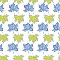 Leaves maple engraved seamless pattern. Vintage background botanical with canadian foliage in hand drawn style. vector