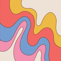 fondo psicodélico abstracto con ondas coloridas. ilustración vectorial de moda al estilo hippie de los años 60, 70. ilustración vectorial dibujada a mano.
