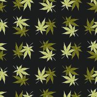 Leaves cannabis engraved seamless pattern. Retro background botanical with leaf marijuana in hand drawn style. vector