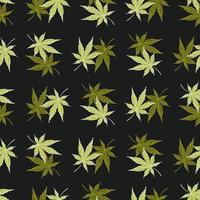 Leaves cannabis engraved seamless pattern. Retro background botanical with leaf marijuana in hand drawn style. vector