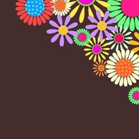 Floral Frame Groovy Graphic vector