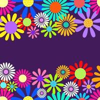 Sixties Daisy Flower Power Border vector