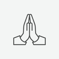 Pray icon vector. Hands folded in prayer line icon. vector