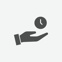 Save time icon vector. Save time hand and circle clock symbol. vector