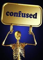 confused word and golden skeleton photo