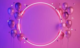 3D Rendering concept of birthday valentine wedding party event background or for commercial. Abstract futuristic light theme balloons with blank paper copy space for text. 3D Render. 3D illustration. photo