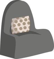 sillón gris con objeto vectorial de color semiplano de almohada vector