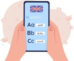 Improving British English 2D vector isolated illustration