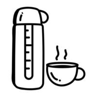 un icono de termo de té en estilo de dibujo vector