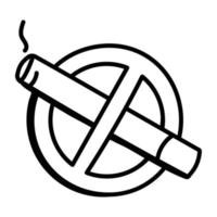 cigarrillo con signo prohibido, icono de garabato de no fumar vector