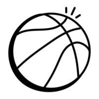 An editable hand drawn icon of basketball vector