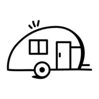 Skillfully crafted doodle icon of camper vector