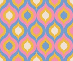 70s Style Retro Seamless Pattern. 60s and 70s Aesthetic wavy design. Geometric psychedelic background. Vector flat illustration.