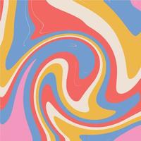giro giro pintura colores del arco iris fondo fluido abstracto para el diseño de los años 60 y 70. telón de fondo hippie psicodélico. fondo de vector de vórtice de remolino colorido.