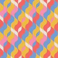 70s retro vintage wavy pattern in rainbow colors. Tipples geometric groovy background. Flat vector illustration.