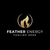 Feather flame light logo vector