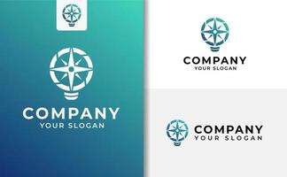 Lamp with compass logo vector