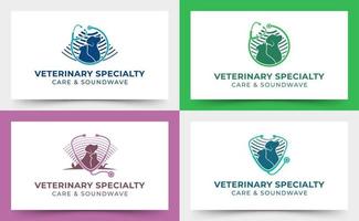 logotipo de cuidado veterinario de mascotas vector