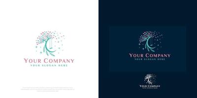 Moon with feather tree bohemian logo vector