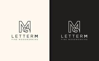 Letter M woodworking logo vector
