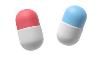 Red or blue pill. The concept of choice. Vector realistic illustration of tablets in a trendy style