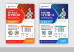 Abstract global business conference and event flyer template design vector
