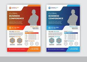 Abstract global business conference and summit flyer template design