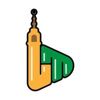 logotipo de letra lm con letras como el minarete de una mezquita vector