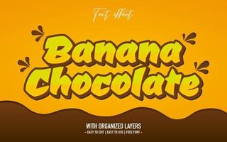 efecto de texto de chocolate con plátano vector