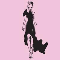 girl silhouette with pink background vector