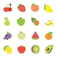 set of fruit icons vector