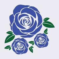 set of blue roses illustration vector