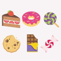 conjunto de dulces y galletas vector